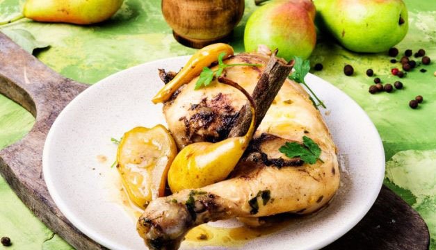 Pechuga de pavo con peras